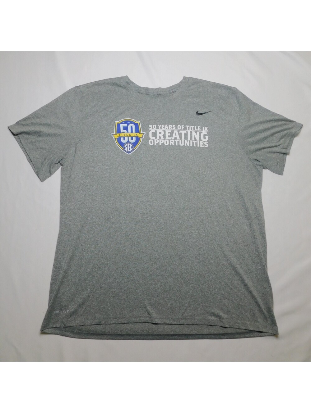 Nike Dri-Fit SEC Shirt Mens XXL Gray 50 Years Title IX Creating Opportunities